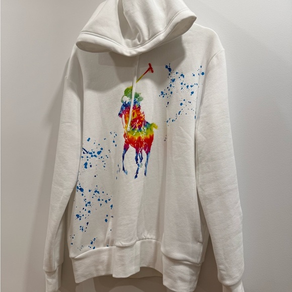 Ralph Lauren White Hoodie with Multicolor Print NWOT - Picture 6 of 7